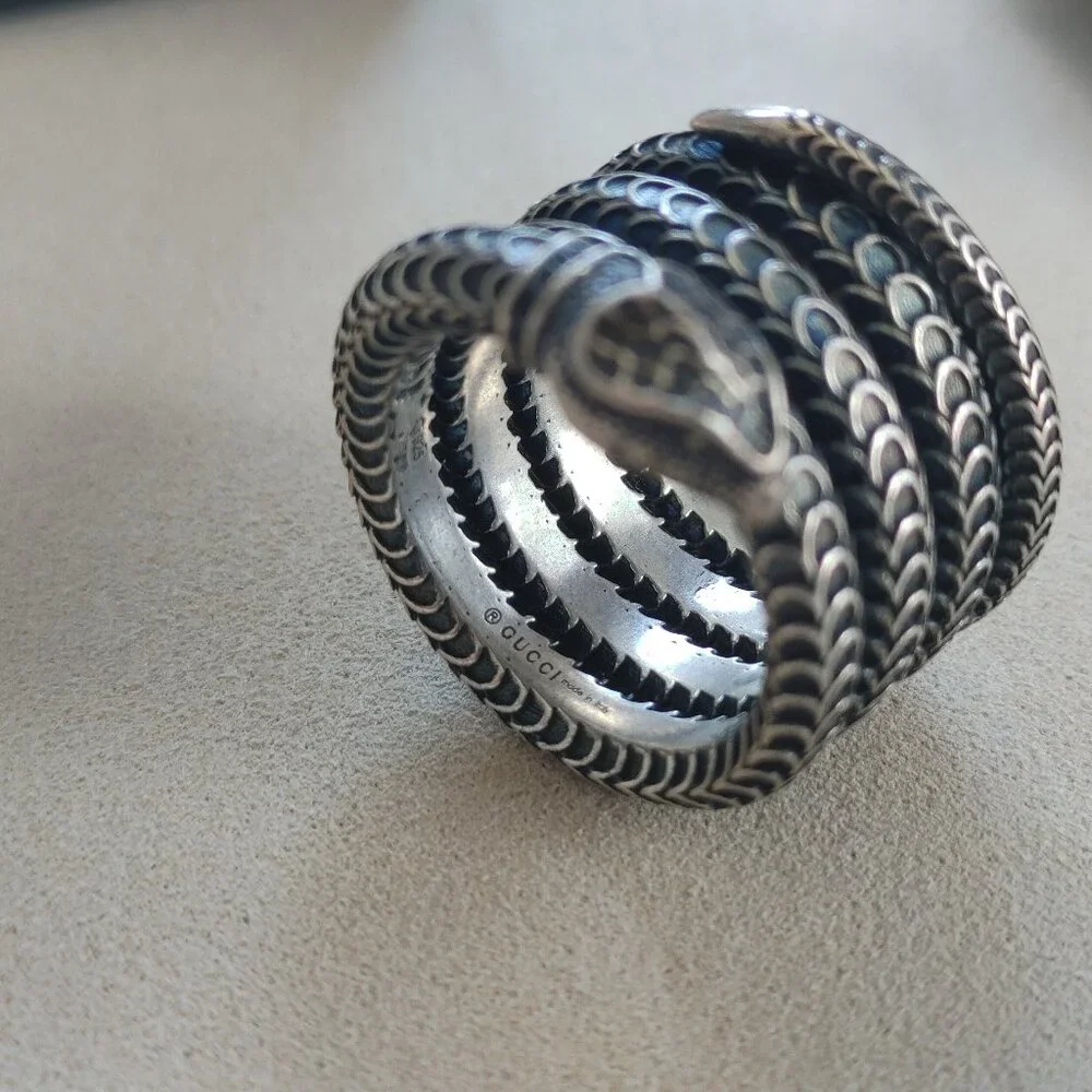 Gucci Garden Snake Wrap ring 925 Sterling Silver size US 7.5 - Picture 6 of 15